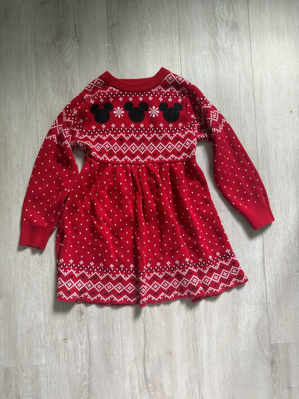 Little Sleepies Play Disney Vintage Mickey Fair Isle Sweater Dress
